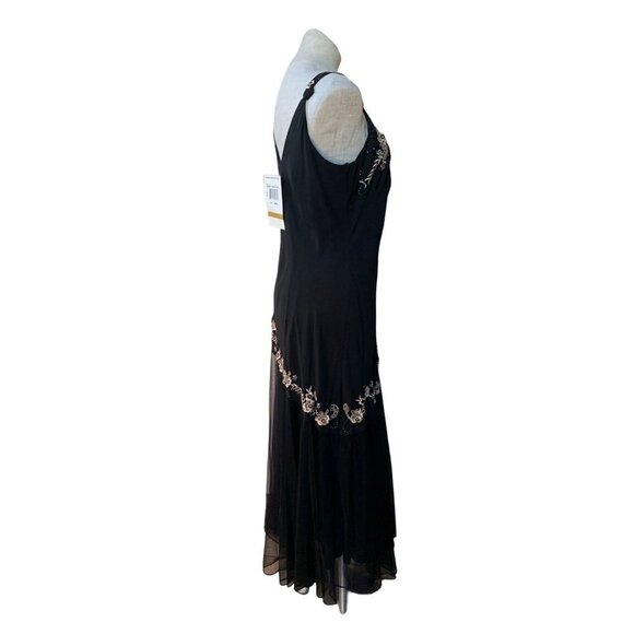 Vintage Y2K NWT Fairycore Slip Dress Black Floral Embroidered Beaded 16W - Picture 4 of 11